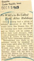 No WACs to be called until after holidays