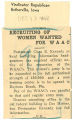 Recruiting of women wanted for WAAC