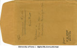 Envelope for Miss Fort at women's gym from F.W. Kent in Physics, The University of Iowa, 1941
