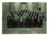 Engineering students on steps of Old Capitol, The University of Iowa, 1940s