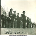 Civilians and military officers stand in reviewn, The University of Iowa, 1950s