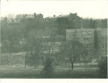 Currier Hall from the west side of the Iowa River, The University of Iowa, 1940s