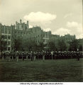 Soldiers lined up outside University Hospitals, The University of Iowa, 1950s