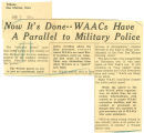 Now it's done -- WAACs have a parallel to military police