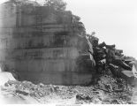Crest of redrock sandstone near west end of quarry, Red Rock, Iowa, late 1890s or early 1900s