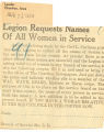 Legion requests names of all women in service