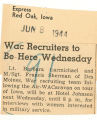 WAC recruiter to be here Wednesday