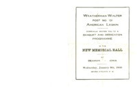 Dedication program for a new  Memorial Hall in Beaman, Iowa