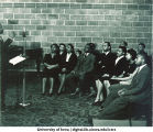 Speaker addressing African American audience at WSUI, The University of Iowa, 1940s