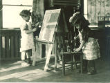 Girls painting at easels, The University of Iowa, 1920s
