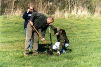 Louisa County SWCD commissioners planting trees at fairgrounds, 2006