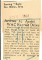 Arrives to assist WAC recruit drive