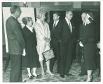 Paul Engle and others at reception for Iowa Writers' Workshop anthology "Midland," Iowa Memorial Union, The University of Iowa, 1961