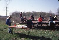 1984 School children taking a break during a class nature field trip