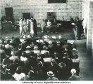 Radio show with audience in Old Gold Studio, The University of Iowa, 1940s