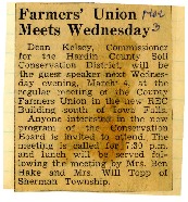Farmers' union meets Wednesday.