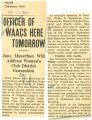 Officer of WAACs here tomorrow