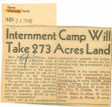 Internment camp will take 273 acres land