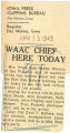 WAAC chief here today