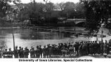 Cadets building bridge over Iowa River, The University of Iowa, 1924