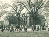 Students on the Pentacrest near Schaeffer Hall, the University of Iowa, 1940