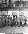 Officers and Honorary Cadet Colonel at military ball, The University of Iowa, between 1910 and 1920