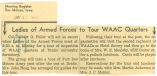Ladies of armed forces to tour WAAC quarters