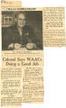 Colonel says WAACs doing a good job