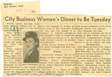 City business women's dinner to be Tuesday