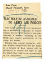 WAC may be assigned to Army Air Forces
