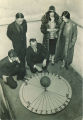 Dr. John A. Eldridge and students watching the Foucault's pendulum in Physics Building, The University of Iowa, 1920s