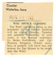WAC officer closing