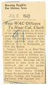 New WAC officers to hear Col. Clark
