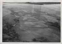 Aerial view of farmland belonging  to Ron Loutsch that shows land contouring and ponds