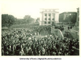 Induction ceremony on west portico of Old Capitol, The University of Iowa, 1920s