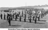 ROTC band in formation on a field, The University of Iowa, 1929