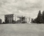 Curtiss Hall, west and north elevations with ivy starting to grow on the walls
