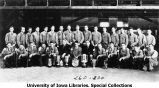 ROTC rifle team members with seven trophies, The University of Iowa, 1931