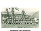 Varsity football team and Coach Anderson, The University of Iowa, September 1940
