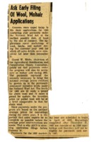 Ask early filing of wool and mohair applications. 
