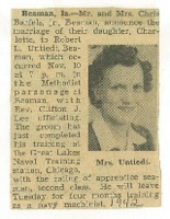Clipping abou the Barfels/Untiedt wedding, 1942