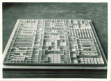 Architectural model of a Main Library floor, the University of Iowa, April 7, 1944