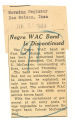 Negro WAC band is discontinued