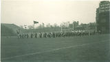 Marching band performance at Chicago-Iowa football game, The University of Iowa, October 15, 1938