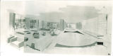 Iowa Memorial Union addition lounge and lobby interior drawing, the University of Iowa, Jul. 1954
