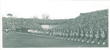Scottish Highlanders marching on Iowa Field, The University of Iowa, 1940s