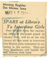 SPARS at library to interview girls