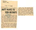 Navy WAVES to seek recruits
