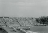 Iowa State University marching band playing at Homecoming football game, 1952