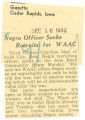Negro officer seeks recruits for WAAC